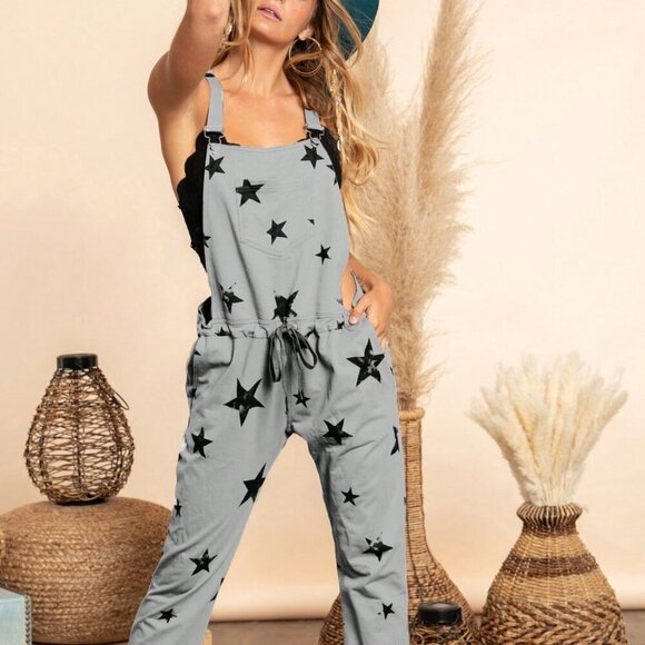 Pants - Grey Elegant Women's Star Knit Jumpsuit